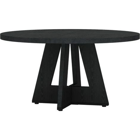 Mesa de comedor redonda de 120 cm en madera de ingeniería negra, estilo farmhouse, para 4 personas (1/5)