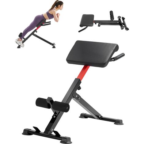 VEVOR Panca Iperestensione Sedia Romana, Macchina di Estensione Regolabile 113 kg, Attrezzatura per Muscoli Posteriori della Coscia, Parte Addominale, Panca per Allenamento Palestra Domestica