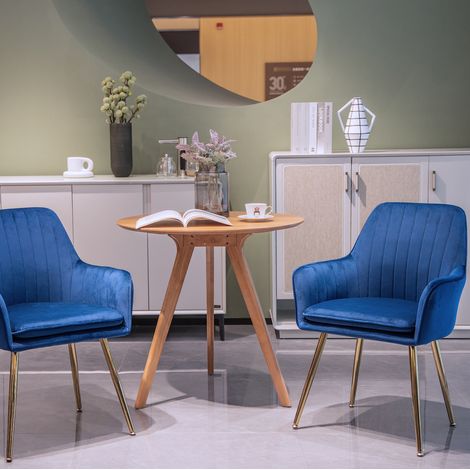 Chaise salle manger en tissu bleu avec accoudoirs HAVRYA (1/5)