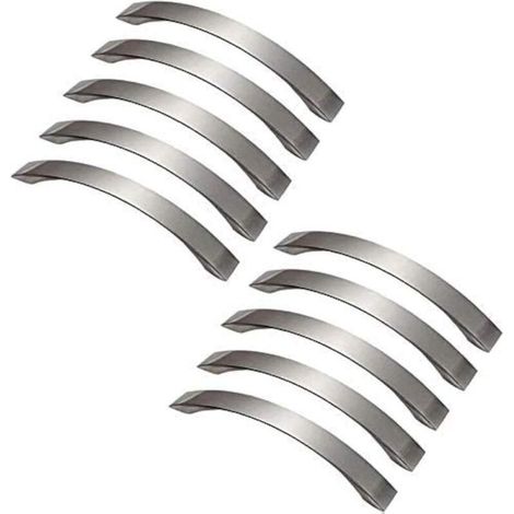 Lot de 10 poignee de meuble cuisine - chromées- Poignées de porte Nickel Brossé poignee de cuisine poignée cuisine inox entraxe 128mm