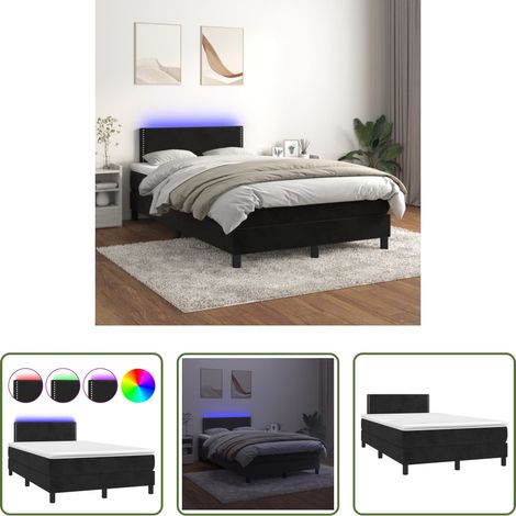 vidaXL LED - Boxspringbett mit Matratze & LED Schwarz 120x200 cm Samt (1/5)