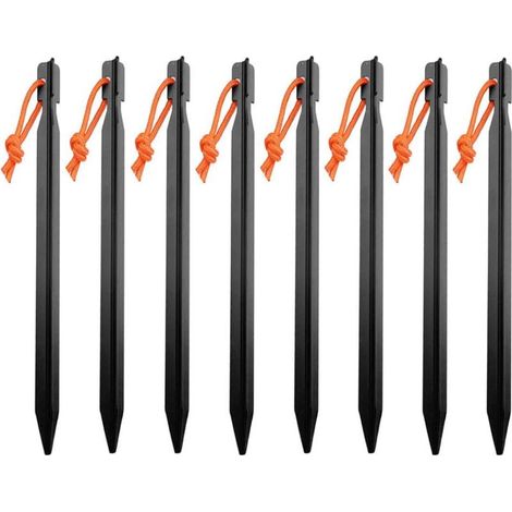 20 Heringe, Aluminiumlegierung, Y-förmig, 18 cm, schwarz, für Camping, Wandern und Garten (1/5)