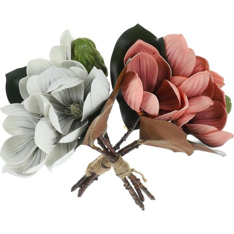 Fleurs Artificielles Magnolia Délicates 2 Pièces en Eva et Fer, sans Entretien ni Arrosage, Décoration pour Vitrines et Jardins (1/5)