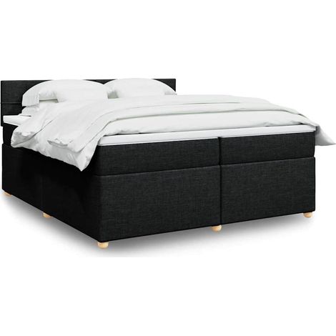 Boxspringbett mit Matratze Schwarz 200x200 cm Stoff