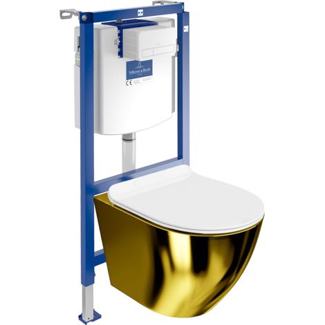 VILLEROY&BOCH WC Set mit Vorwandelement, Wand-WC und Spülknopf (1/5)