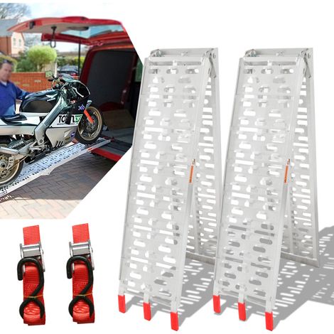 Swanew – Rampe de chargement pliable en aluminium 2x 680kg – Dimensions 226x30,5cm – Antidérapante pour motos et VTT – Charge maximale 340kg par rampe