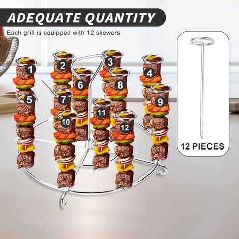 Griglia per friggitrice ad aria - include 12 spiedini - Accessori per grigliare in acciaio inox - Per griglie rotonde per friggitrici ad aria compressa - griglie per friggitrici ad aria verticali (1/4)