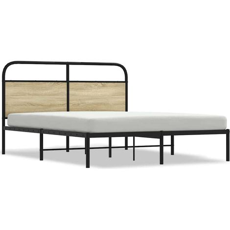Lit double Lit adulte Cadre de lit sans matelas 150x200 cm chêne sonoma (1/5)