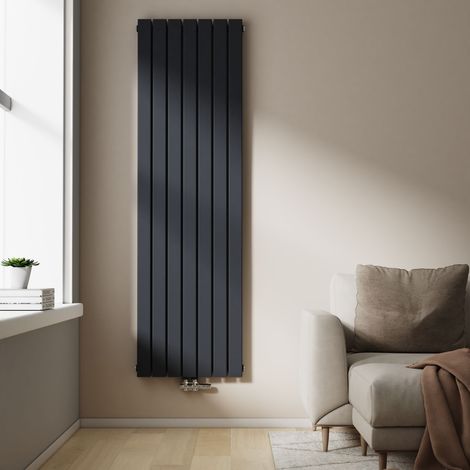 EMKE Heizkörper Flach Heizkörper Design Paneelheizkörper Vertikal, Doppellagig, Mittelanschluss, 180x54cm, 1949W, Anthrazit (1/5)