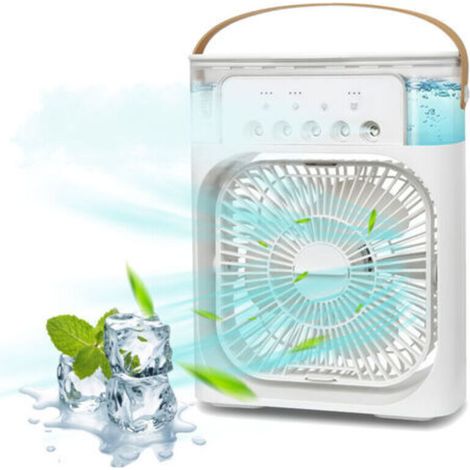 Ventilateur et brumisateur extérieurVentilateur de climatiseur portable, 4 sur 1 mini ventilateur de refroidissement personnel avec spray a brume d'eau, 3 vitesses evaporative Air refroidiss (1/5)