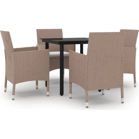 Maison Exclusive - 5-tlg. Garten-Essgruppe mit Auflagen Poly Ratt