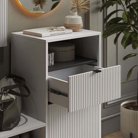 Schuhschrank Eliza, Weiß, 100 x 98.5 cm mit Tür und Schublade, Vicco