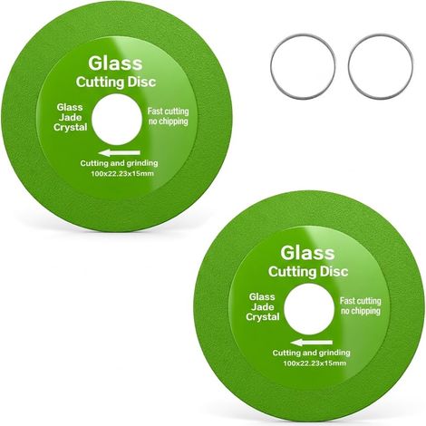 Lot de 2 Disques Diamant Coupe Verre 100 mm pour Meuleuse d'Angle, Ø22mm (1/5)