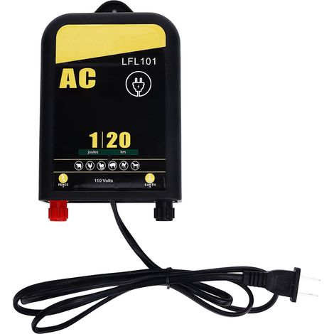 Chargeur de clôture électrique 20km 1 Joule Système anti-intrusion animaux sauvages Excitateur 110V Prise américaine (1/5)