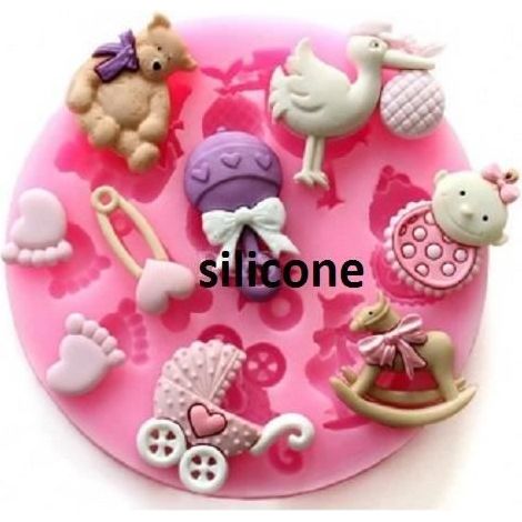 moule silicone naissance bapteme pâtisserie gateau anniversaire pate a sucre chocolat résine neuf envoi rapide de france