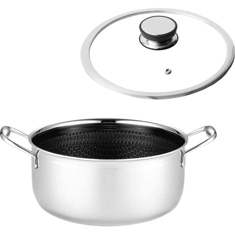 Mitsu Professional Topf 2,8 l 20 cm mit Deckel Wabenmuster Induktions- und Gas-Edelstahl (1/5)
