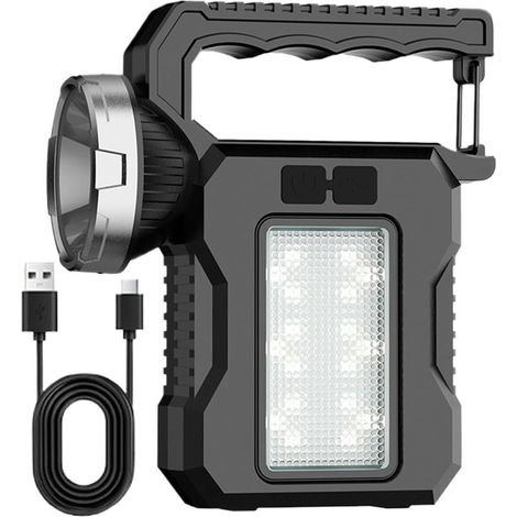 Lampe torche solaire LED rechargeable, lampe de poche d'extérieur haute puissance, lanterne de camping multifonction pour randonnée, voyage, aventure et urgences, 8 x 3,5 x 13,5 cm (1/5)