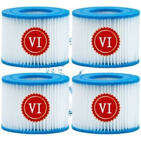 Cartouche de filtre pour spa et piscine gonflable – Compatible avec Lay-z-Spa (Miami, Vegas, Monaco), taille VI / 6–58323, lot de 4 pièces (1/5)