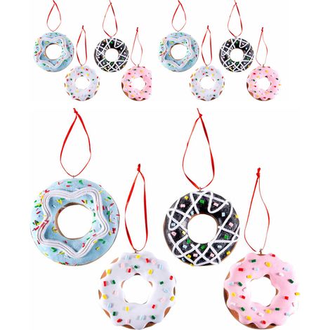 Set 8 decorazioni Natalizie da appendere a forma di ciambella colorata (1/3)