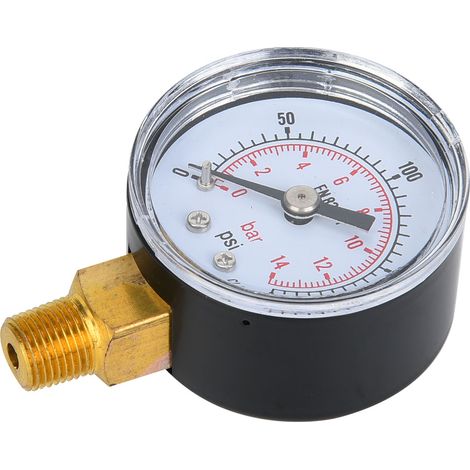 Mechanisches Manometer mit 1/8-Zoll-BSPT-Bodenanschluss für Luft, Öl und Wasser (0-200 psi 0-14 bar) (1/5)
