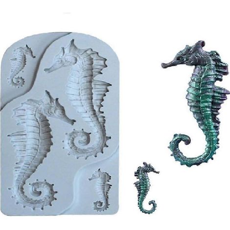 Moule à gâteau fondant en forme d'hippocampe, en silicone, pour bonbons, chocolats, biscuits et autres gourmandises. Idéal pour la pâtisserie et la décoration de gâteaux. (1/4)