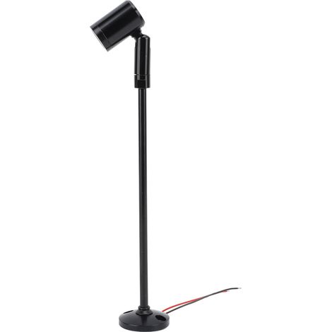 Projecteur LED mini sur pied pour vitrine bijoux meuble 12V DC aluminium confort oculaire refroidissement stable noir et blanc H21cm 1 spot + 2 vis (1/5)