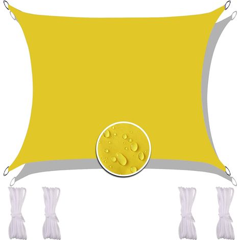 1 Voile d'ombrage, Imperméable, Protection UV 95%, Avec corde de fixation, Pour terrasse, jardin, pergola