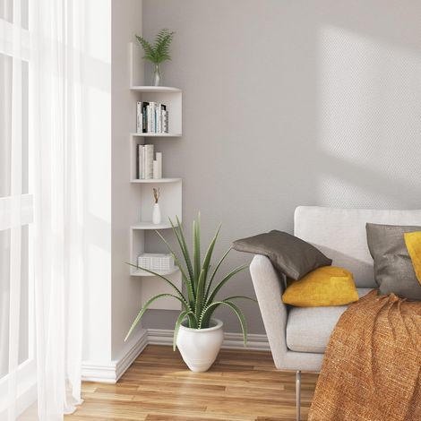 WOLTU Estante de Esquina para Pared Estantería Flotantes de Madera Juego de 5 Alto 156cm A (1/5)