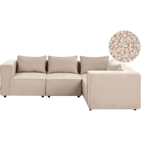 Modular Left Hand Sofa Beige Boucle Sectional Corner Couch Modern Living Room AXEBO (1/5)