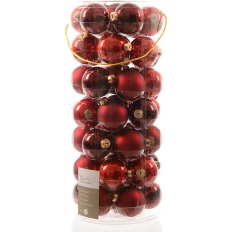 Set di 49 palline di Natale in vetro, 6 cm, rosse