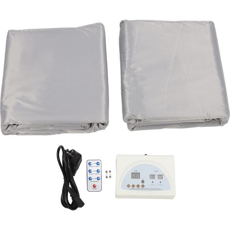 Couverture Sauna Infrarouge Lointain, Minceur Corps Brûle-Graisse, Réglable avec Télécommande, Enveloppante Argent, Prise UE 220V (1/5)