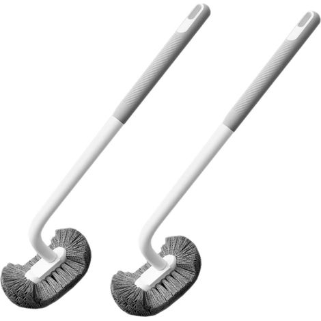 Spazzolino per WC con pulitore per bordi - Spazzolino per WC migliorato - Spazzolino per WC curvo - Set di spazzolini per WC in plastica con setole resistenti per una pulizia profonda (2 pezzi (con... (1/5)