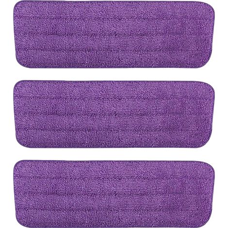 Lila Mikrofaser-Ersatzmopp für Sprühmopp/Dampfreiniger, 3er-Pack Ersatzmopp/Geschirrreinigungshülsen (42 x 14 cm) (1/5)