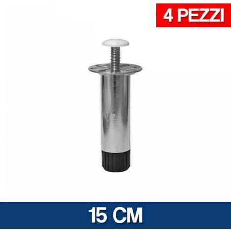 4 PIEDINI PER MOBILE CUCINA IN ACCIAIO ZINCATO H CM 10 - 12 REGOLABILE (17750V) CM 15 (20878) (1/2)