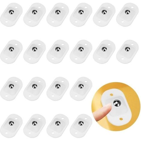 Lot de 20 roulettes à billes auto-adhésives – Capacité 15 kg – Fixation sans outils – Pour petits meubles – Couleur blanche (1/5)