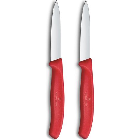 Lot de 2 Couteaux à Légumes, 8 cm, Acier, Rouge (1/5)