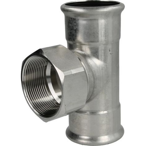 Raccord à sertir inox té 54 mm x ¾’’ x 54 mm F/FF/F contour M