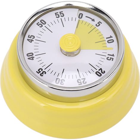 MINUTERIE À REBOURS MÉCANIQUE AFFICHAGE VISUEL MINUTERIE EN ACIER INOXYDABLE POUR CUISINE DE BUREAU (jaune pâle) (1/5)
