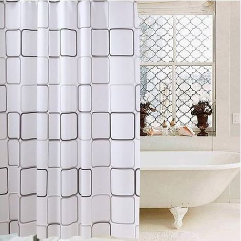 Rideau de Douche Anti-moisissure antibactérien, imperméable, Rideaux de Douche Opaques (Grand carré), Rideau de Douche 180 x 220cm (1/5)