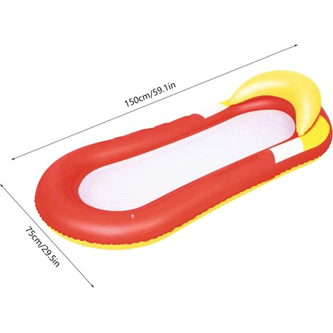 Matelas gonflable individuel pour piscine, chaise longue flottante, jouet aquatique pour hommes et femmes, rouge (1/5)