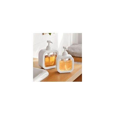 300ML,2 PièCes Distributeur Savon, Rechargeable Distributeur Savon Cuisine et Distributeur Savon Salle de Bain, Distributeur de Savon avec éTiquette (1/4)