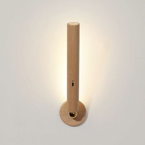 LED Applique Murale Interieur Bois USB Rechargeable Interrupteur Tactile Magnétique Portable Applique Bois Rotative à 360 ° Lampe Chevet Applique Variable Pour Armoire, Chambre à Coucher (1/5)