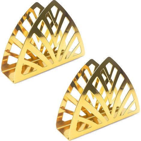 Porte-serviettes ronds simples en acier inoxydable, adaptés aux plans de travail de cuisine et aux tables à manger, lot de 2, couleur or. (1/5)