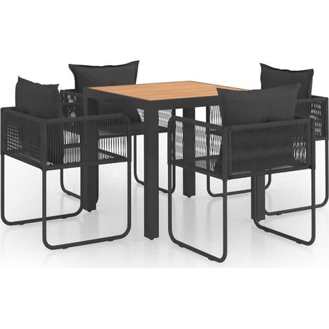 Salon de jardin 5 pcs PVC Résine tressée Noir et marron (1/5)