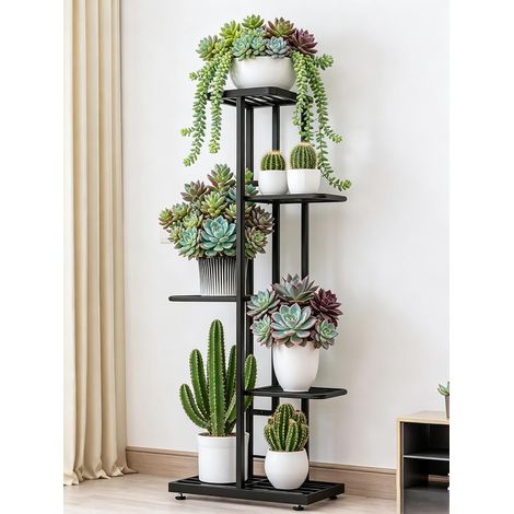 Étagère à Plantes d’Angle 5 Niveaux en Métal, Gris Foncé (1/5)
