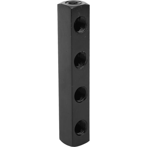 Tuyau d'air pneumatique en ligne SUS304, bloc répartiteur, filetage BSPP 1/4 pouce, noir, 4 voies (1/5)