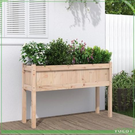 Jardinière avec pieds - FAFEICY - 837564 - Bois de pin massif - 110x31x70 cm - Pour jardins et balcons (1/5)