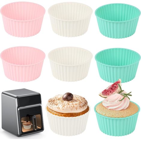 Set di 6 stampi in silicone per torte, adatti alla friggitrice ad aria - Stampo per torte con uova - Stampi rotondi antiaderenti (1/5)