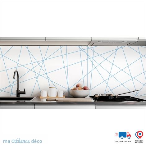 Crédence : Diagonales - Couleur Bleu pastel - Alu composite - 120 - 60 (1/3)