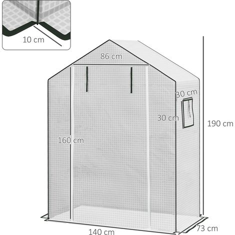 Film PE de remplacement, bâche de rechange avec protection UV, porte enroulable, fenêtre latérale, film pour serres, serres à tomates, 140 x 73 x 190 cm, blanc (1/5)